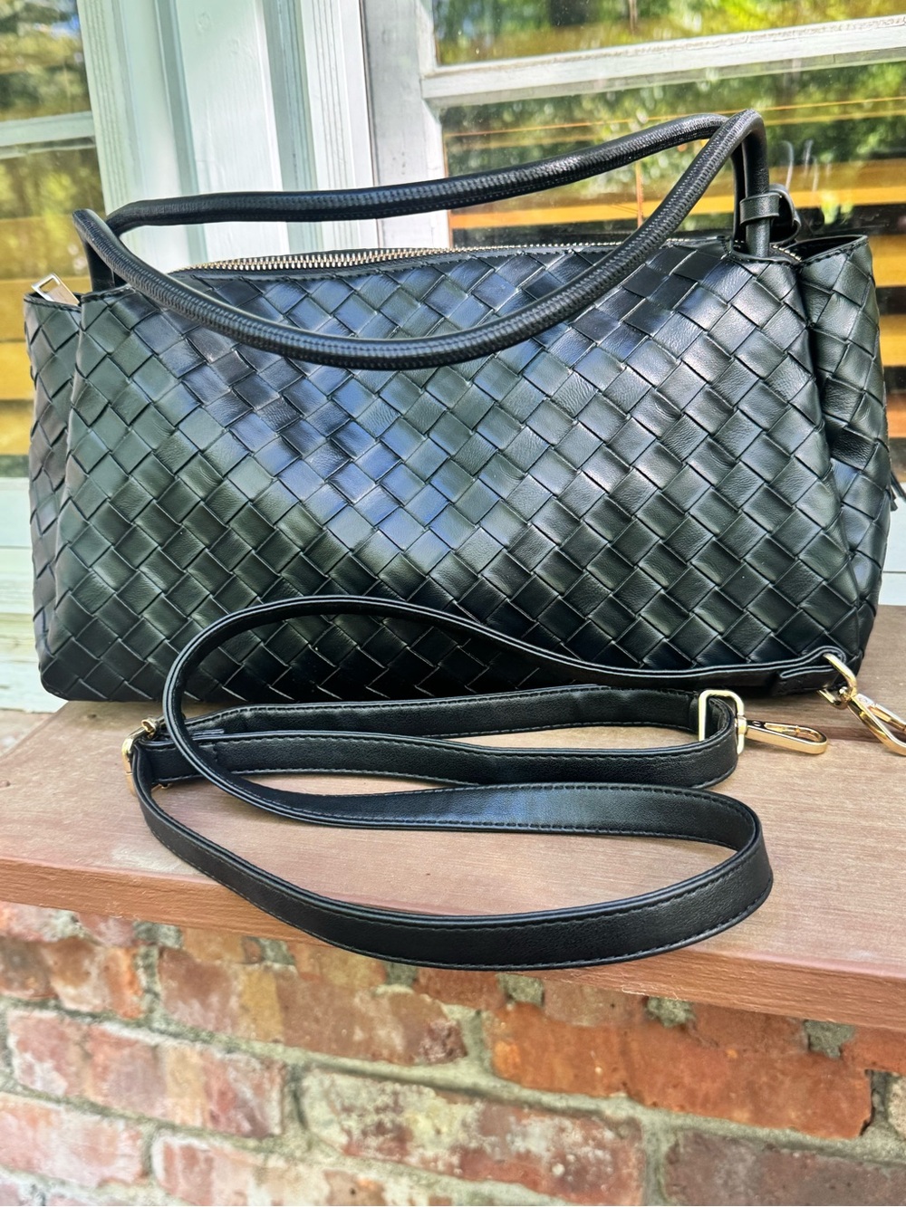Ello Black Woven Tote w/ Tassel Charms & Crossbody Strap — EUC - Picture 10 of 15